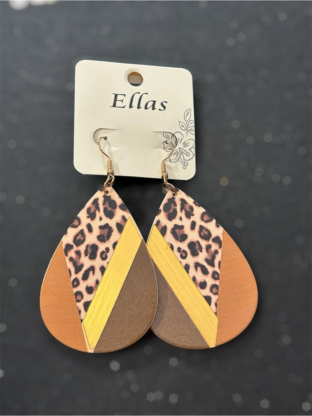 Ellas Leopard Print Teardrop Dangle  Geometric Earrings